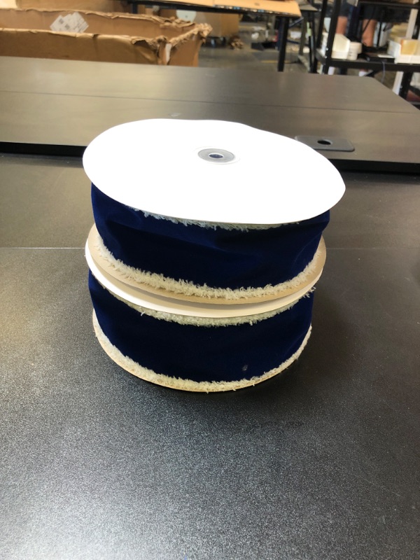 Photo 1 of 2 ROLLS OF WIRED RIBBON ROYAL BLUE WITH WHITE TRIM 2'' WIDE