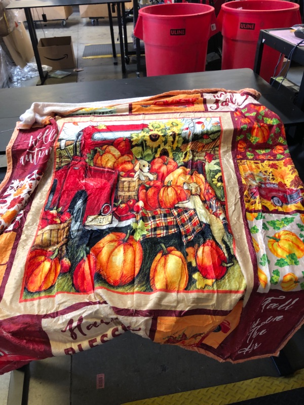 Photo 1 of Pumpkin Farm Blanket Fall Home Decor Throw Blanket Thanksgiving Soft Fall Blanket Polyester Fiber Cozy Fuzzy Autumn Throw Blanket for Couch Bed Sofa Thanksgiving Decor 60"x50"