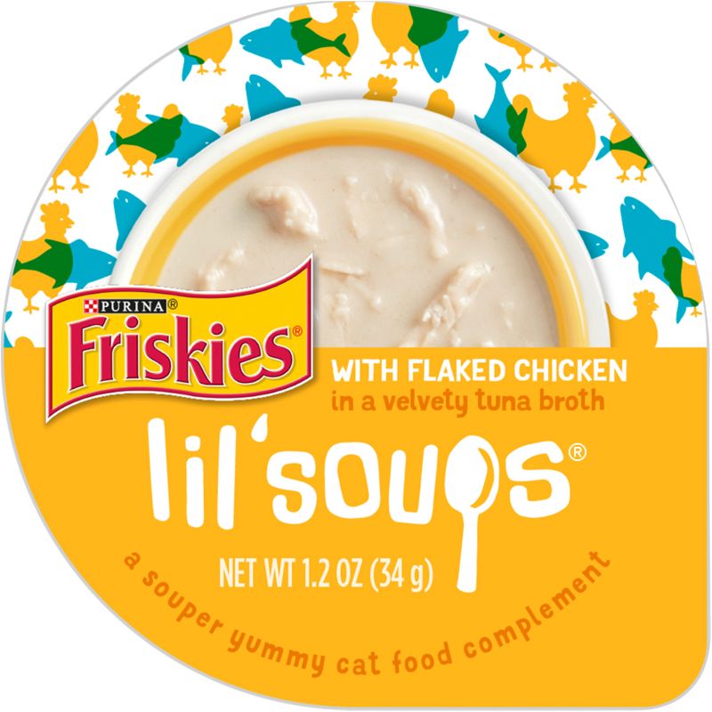 Photo 1 of 00050000500680
Friskies Grain Free Natural Lil' Soups Flaked Chicken Complement Wet Cat Food, 1.2 Oz., Case of 8, 8 X 1.2 OZ
 EXPIRED 