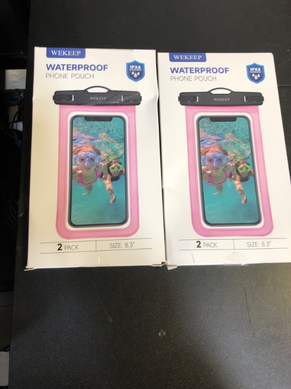 Photo 1 of WEKEEP 2 Pack Universal Waterproof Phone Pouch Up to 8.3"- IPX8 Cellphone Dry Case Compatible for iPhone 14 13 12 11 Pro Max SE XS Plus Samsung Galaxy A14 5G Cellphone (Black/Pink 2 PACK