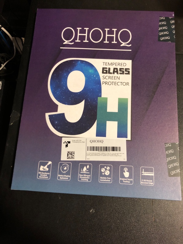 Photo 2 of [2+2 Pack] QHOHQ Tempered Glass Screen Protector for iPad Pro 12.9 2020 4th ? 2021 5th with Camera Lens Protector