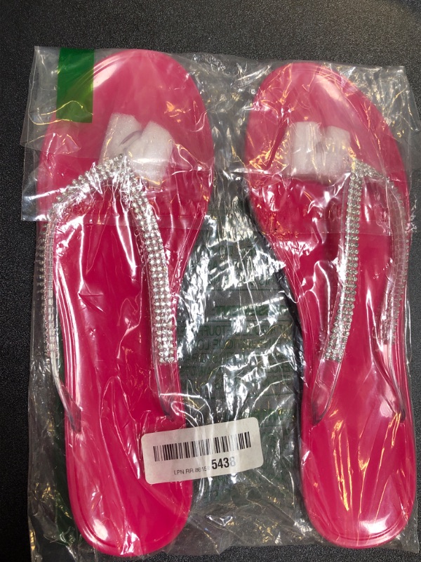 Photo 1 of Nufoot Raspberry Flip Flops with Rhinestones, Large