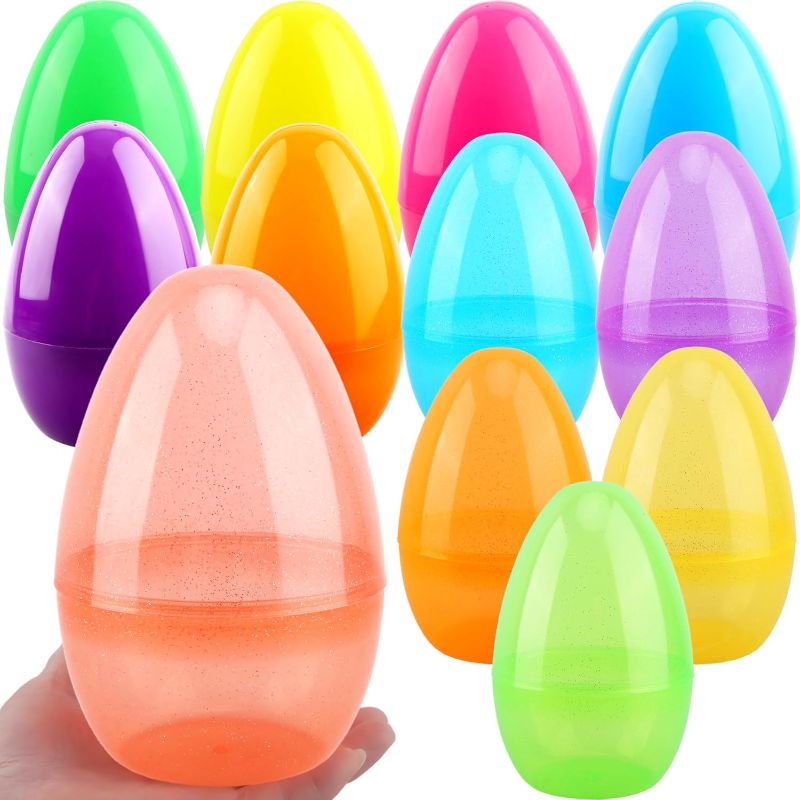 Photo 1 of  Inch Jumbo Easter Egg Sparkling Giant Colorful Bright Plastic Easter Egg Translucent Large Upright Fillable Easter Egg for Easter Egg Hunt Party Filler Basket
 