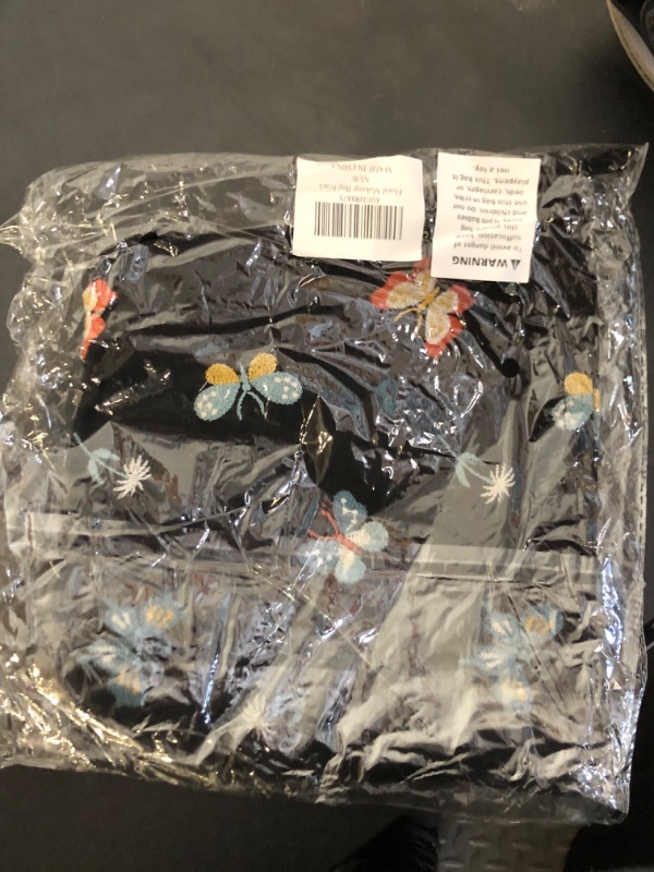 Photo 1 of 2 pack black makeup bags floral with butterflies 