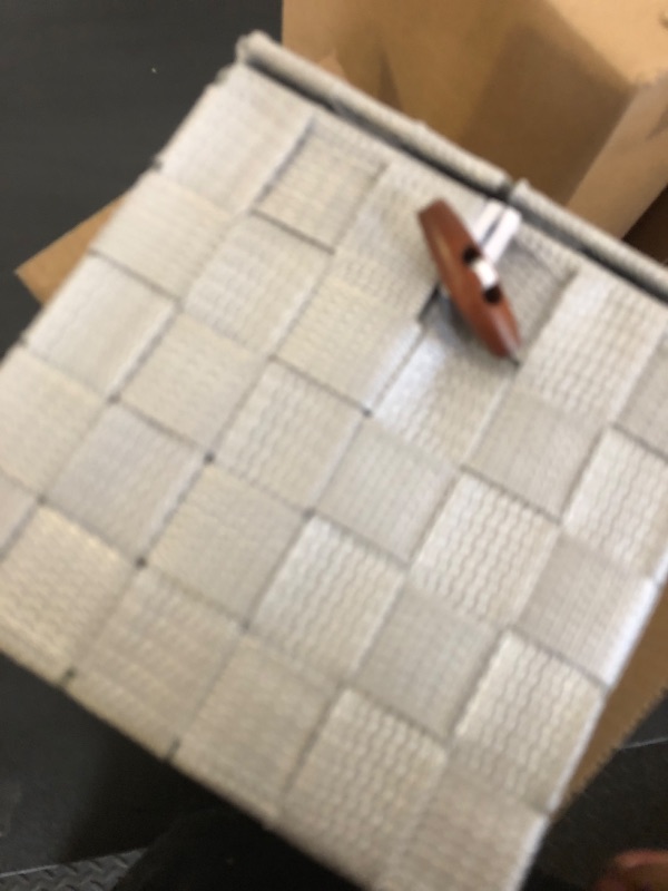 Photo 1 of 1 Pack Woven Tissue Box Cover Square with Lid, Cube Tissue Box Holder with Closing Bottom, Decorative Facial Tissue Cover, Tissue Holder for Bathroom, Home 