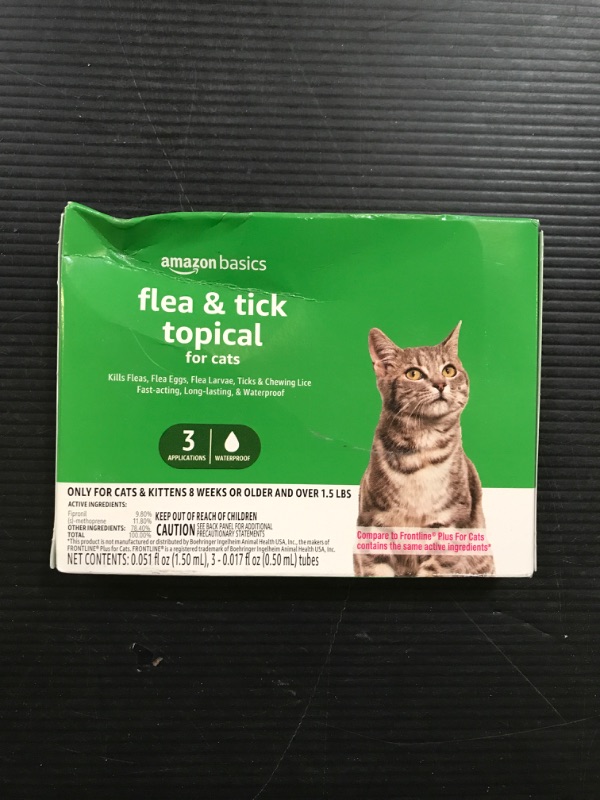 Photo 2 of Amazon Basics Flea and Tick Topical Treatment for Cats (over 1.5 pounds), 3 Count (Previously Solimo)