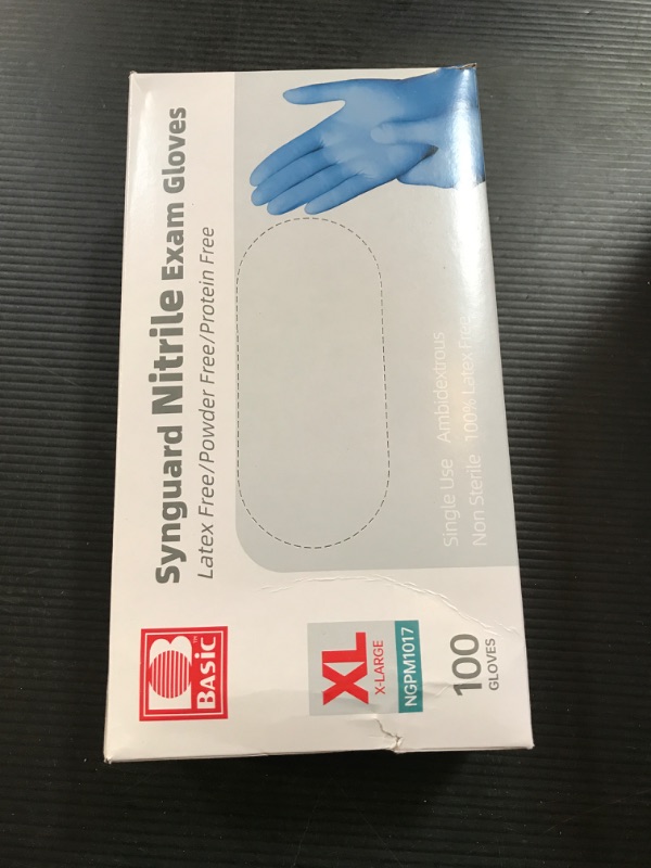 Photo 2 of Basic Medical Black Nitrile Exam Gloves - 5 Mil - Latex-Free & Powder-Free -100 GLOVES  Xtra Large