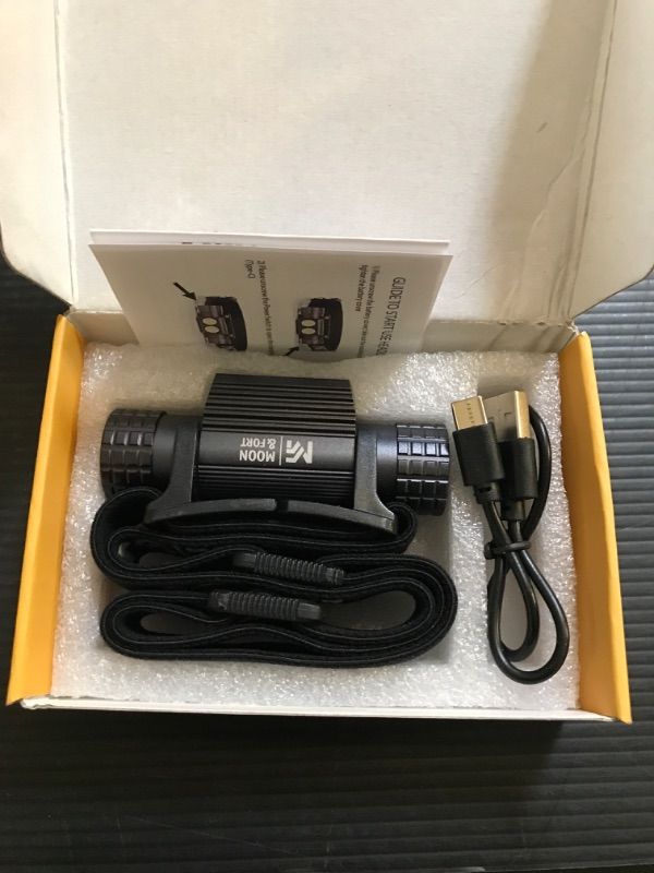 Photo 1 of Moon & Fort Ultra Bright LED Rechargeable Headlamp - 1000 Lumen Headlamp Rechargeable high Capacity 2000 MAH Batteries - Camping, Running, Fishing, Hiking Head Lights for Forehead (6 Unique Modes)