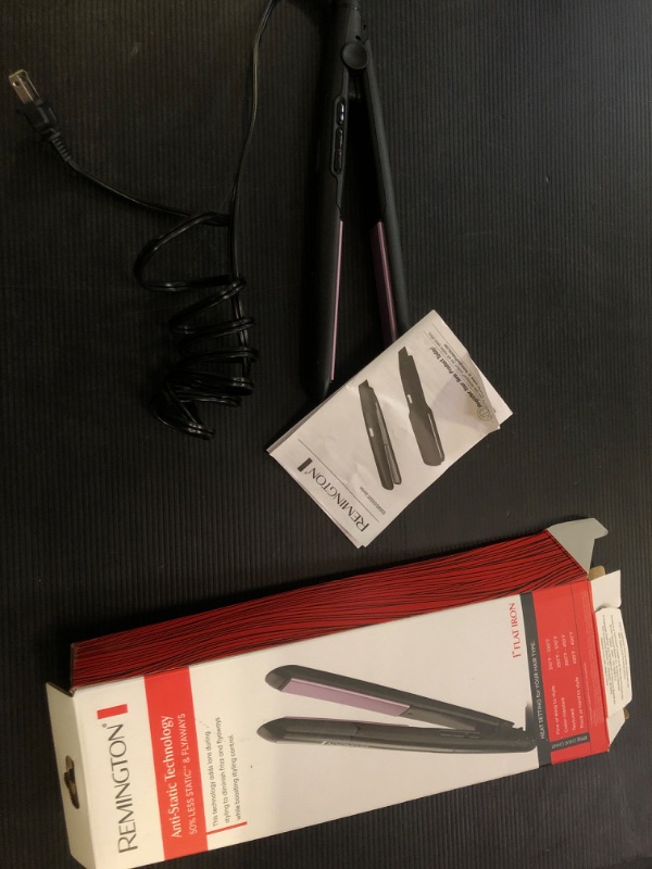 Photo 2 of Remington 1" Flat Iron, Hair Straightener with Anti-Static Technology, 30-Second Heat Up & 60 Minute Auto Shut-off, 30% Longer Ceramic Floating Plates, Titanium + Ceramic Coating Black 1 inch