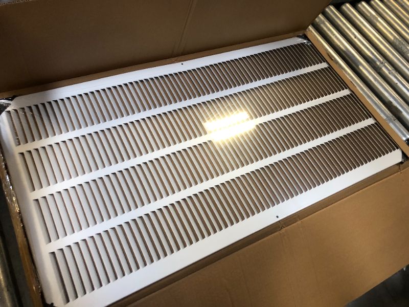 Photo 1 of Fits 16x32 Duct Opening | Steel Return Air Grille by Handua | Vent Cover Grill for Sidewall and Ceiling | White | HVAC Cold Air Intake Grille | Outer Dimensions: 17.75"W X 33.75"H