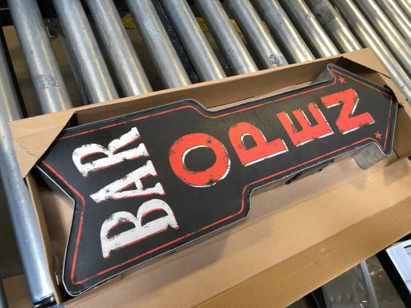 Photo 2 of Bar Open Double-Sided Marquee Sign With Vintage Print And LED Bulbs Retro Inspired Decor For The Home (26” x 3” x 8”)