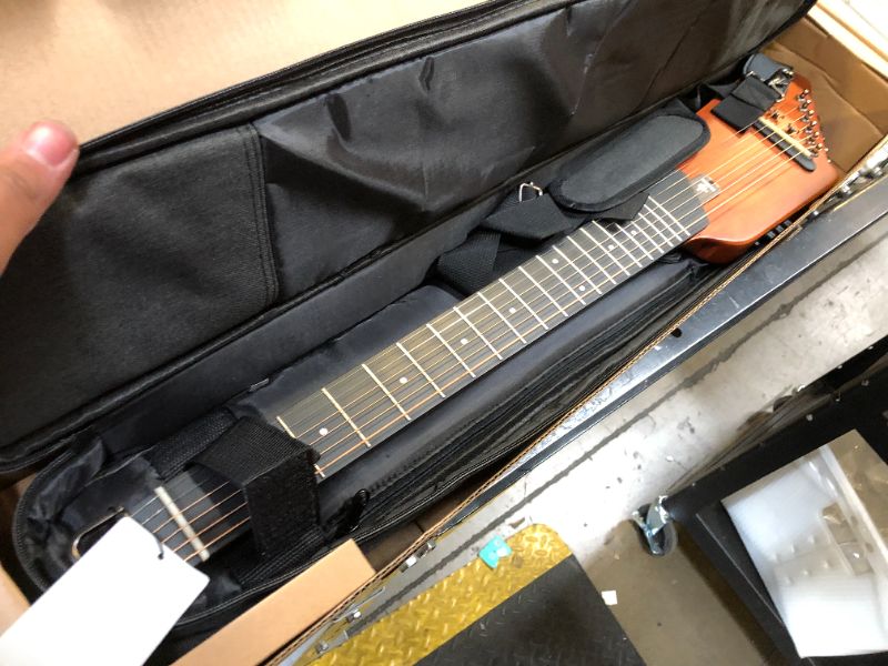 Photo 2 of Donner HUSH-I Guitar For Travel - Portable Ultra-Light and Quiet Performance Headless Acoustic-Electric Guitar, Mahogany Body with Removable Frames, Gig Bag,and Accessories