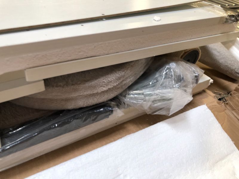 Photo 1 of HOOBRO Cat Tree with Scratching Posts, Cat Tower Litter Box Enclosure Furniture for Indoor Cats, All-in-One Wooden Cat House Condo with Cat Hammock, Detachable Teaser Sticks, White BW14MZ03