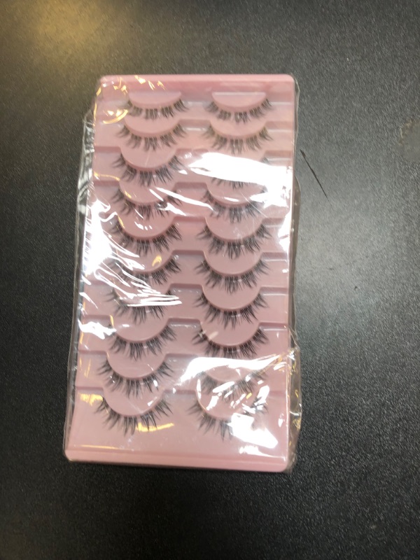 Photo 2 of 10 Pairs Lashes Wispy Mink Lashes Fluffy Eye Lashes Natural Look Clear Lash Band Fake Eyelashes Pack