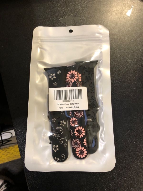 Photo 1 of 6 Pack Floral Engraved Silicone Band Compatible for Apple Watch 38mm 40mm 41mm 42mm 44mm 45mm 46mm 49mm Women,Cute Flower Sport Strap for iWatch Series 10 9 8 SE 7 6 5 4 3 Ultra