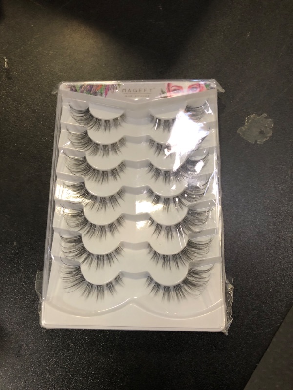 Photo 2 of MAGEFY Eyelashes, Fluffy Cat Eye Lashes Wispy Reusable Soft Lashes that Look Like Extensions, 7 Pairs Pack Clear Band Fake Eyelashes