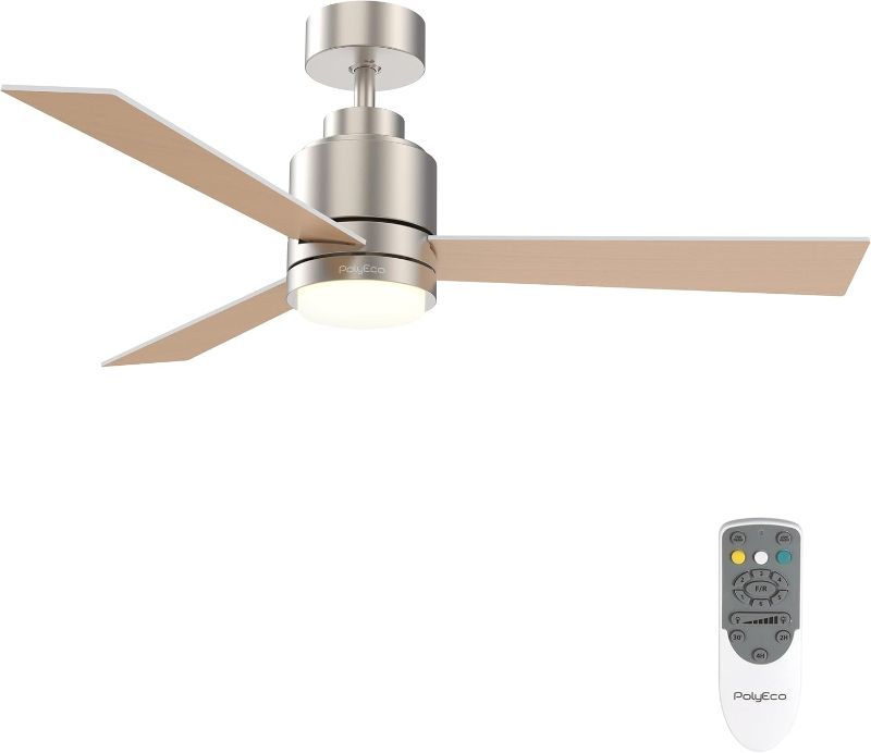 Photo 1 of BRAND NEW**Ceiling Fans with Lights and Remote, 48 Inch Ceiling Fan with Light Dimmable, 2-Side Option Blades, 6-Speed Reversible DC Motor for Living Room Dining Room Bedroom(Nickel Plated)
