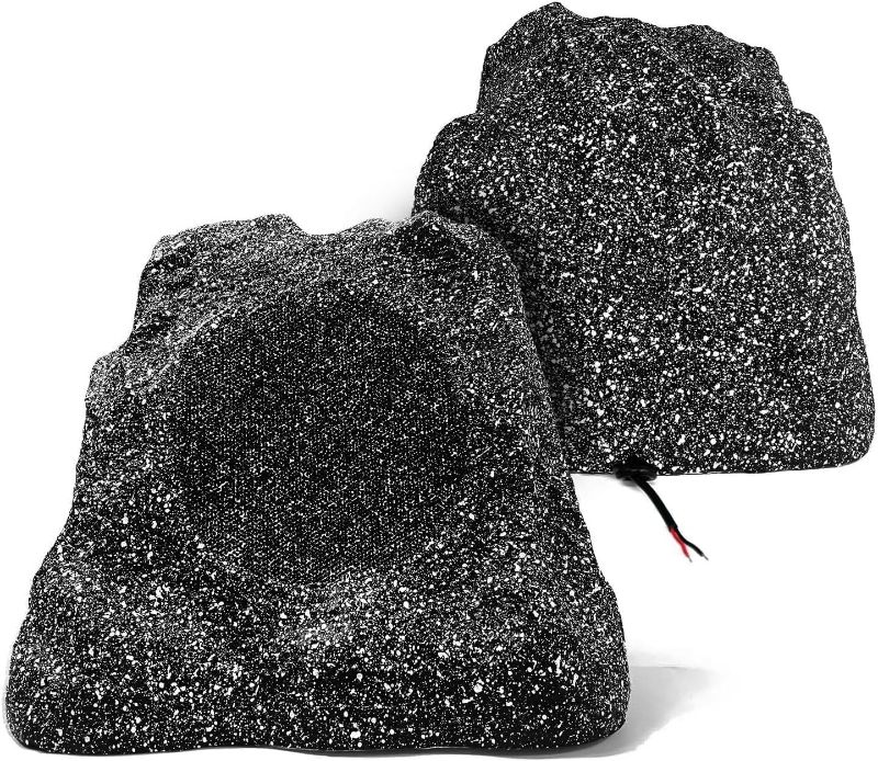 Photo 1 of Herdio 6.5" Outdoor Rock Speakers Hardwired 400 Watt,IPX6 Waterproof Design for Pool, Garden, Deck, and Outdoor Activities (Gray,Pair)
