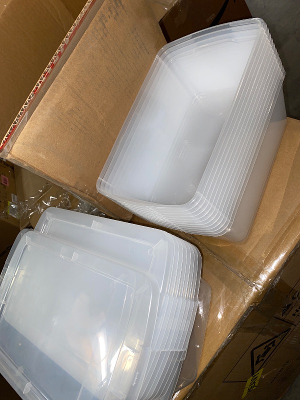 Photo 1 of 6.4 Qt (1.6 Gal) Plastic Storage Container Bins with Secure Lid | Durable and Nestable Organizing Totes | Clear Color | 12 Pack
