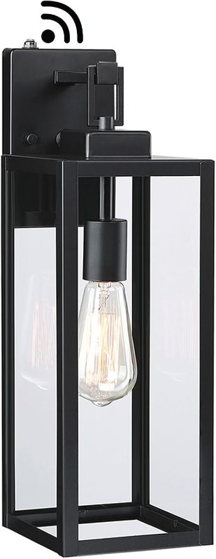 Photo 1 of Dusk to Dawn Outdoor Wall Lantern, 18 Inch Wall Lantern with Sensor, Outdoor Wall Sconce, Large Exterior Wall Lantern with Glass Shade, E26 Socket,1 Pack
