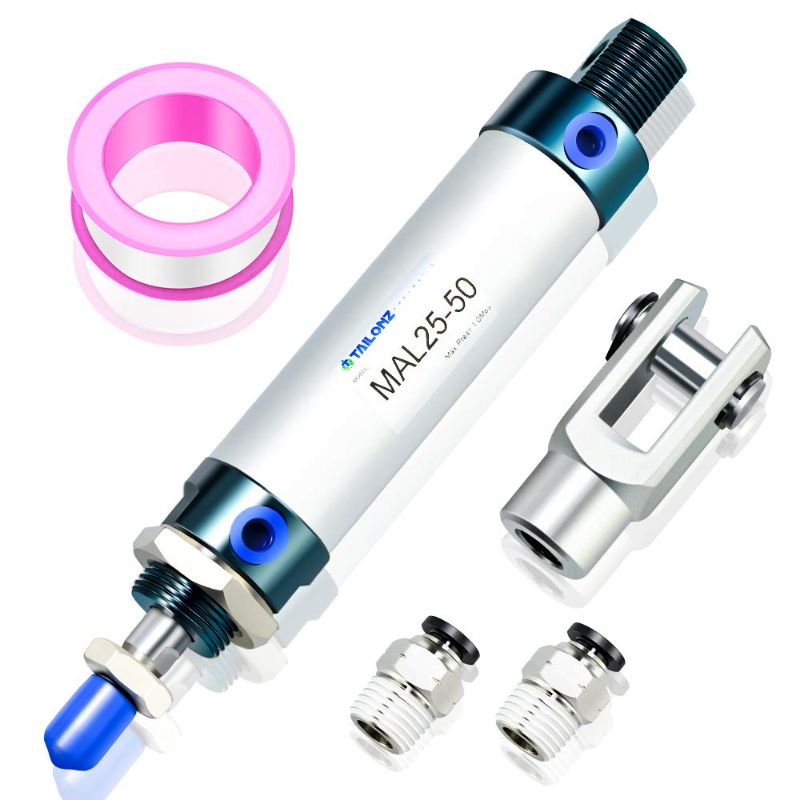 Photo 1 of TAILONZ PNEUMATIC 25mm Bore 50mm Stroke Air Cylinder Double Action with Y Connector and 2Pcs 6mm Fitting MAL25x50
