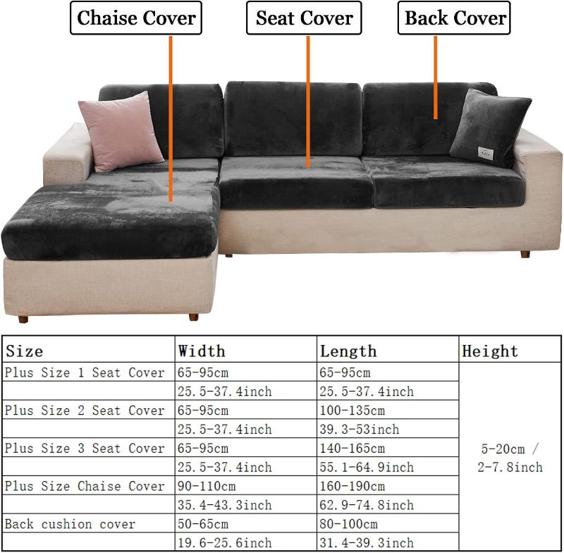 Photo 2 of 1pcs Velvet Stretch Pillow Cases Slipcover 18x18 Inch Plush Throw Pillow Cover & 1pcs Universal Sofa Cover L Shape Sectional Sofa