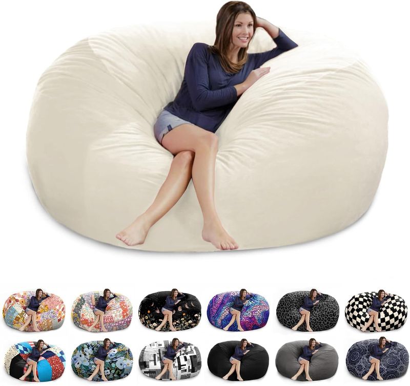 Photo 1 of 6FT Giant Bean Bag Chair Cover - Soft Fluffy Dutch Velvet Bean Bag Bed (No Filling, Cover Only), Comfy 6FT Bean Bag Cover, Oversized Lazy Sofa Cover
