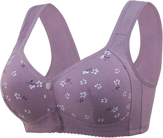 Photo 1 of 2XL Daisy Bras for Older Women 2024 U-Back Comfy Button Bra Wireless Full Support Bra Front Closure Bras
