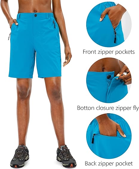 Photo 1 of LARGE Pudolla Women's Hiking Cargo Shorts Quick Dry Summer Travel Shorts for Women with Zipper Pockets for Outdoor Walking Kayaking
