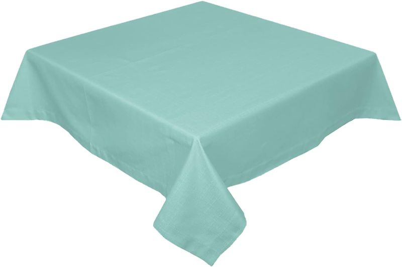 Photo 1 of Rectangle Tablecloth Waterproof Polyester Table Cover, Solid Color Light Cyan Table Clothes Dining Tabletop Decorative Tablecloth for Holiday Party Outdoor Picnic, 60x60 inch
