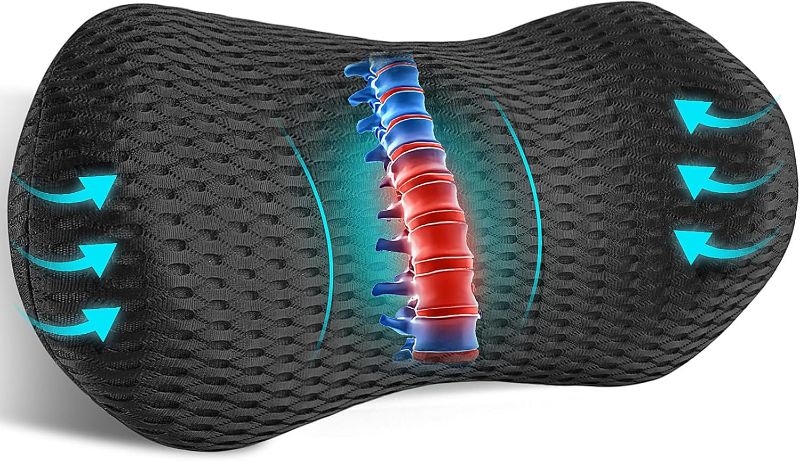 Photo 1 of Lumbar Support Pillow for Office Chair Car Back Support Pillow, Memory Foam Gaming Chair Desk Chair Back Cushion for Lower Back Pain Relief, Ergonomic Back Rest
