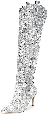 Photo 1 of SIZE 6 LIKE NEW**Women's Rhineston Boots Western Thigh High Boots Cowgirl Pointed Toe Knee Sparkly Cowboy Boots for Women Party
