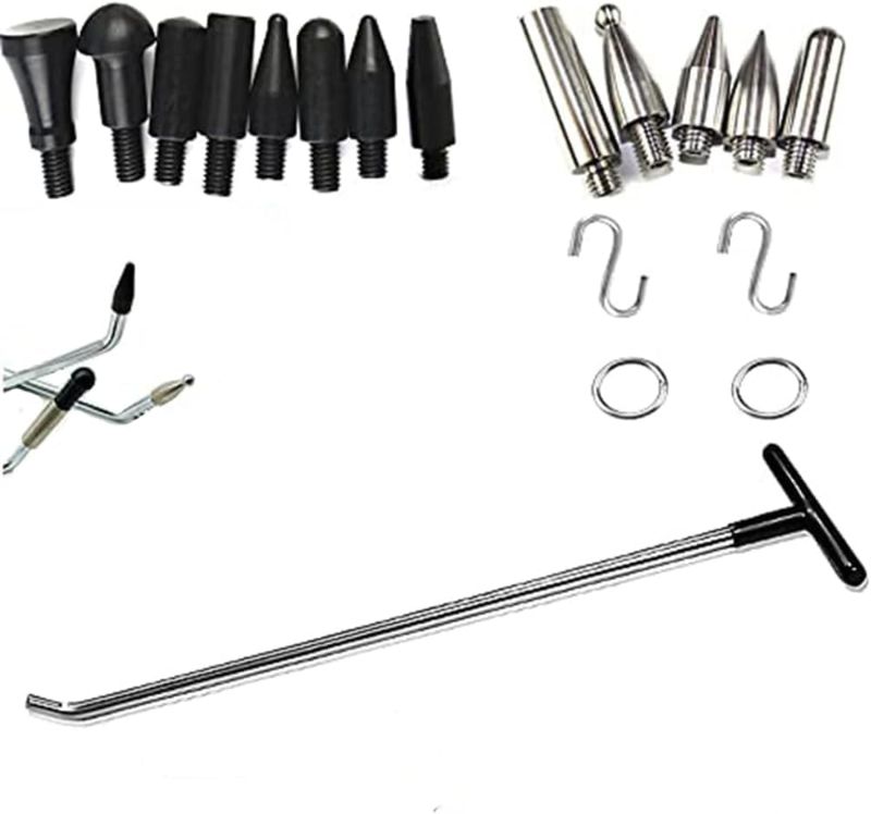 Photo 1 of Paintless Dent Repair Tools 1 Pieces of Dent Removal Rods with Awl Head Dent Hail Repair Tools Paintless Dent Removal Kit Car Auto Body Dent Removal of Hail Dents and Door Ding (16PCS)
