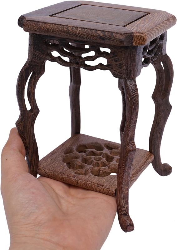 Photo 1 of DAMAGE**EASY FIX**Oriental Furniture Wooden Display Stands Bonsai Base , Vintage-inspired, Chicken-wing Wood, Durable, Elegant Texture , Small Square Mame Semi Cascade Bonsai , 3.9*3.9*5.9in 2.2lbs Capacity
