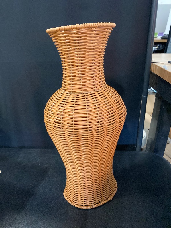 Photo 1 of TEHAUX Rattan Woven Flower Vase - Elegant Rattan Vase Home Decor for Dried Flowers - Artificial Wicker Floor Vase for Home Office Decoration, Rustic Boho Design, 45X19cm/17.71X7.48inch
