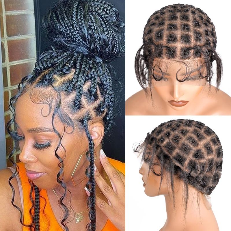 Photo 1 of Braided Wig Cap for Crochet Braids Crochet Wigs Caps for Women Full Double Lace Braids Wig Cap with Baby Hair Cap with Knots Sew In Crochet Braids Hair(64 Knots)
