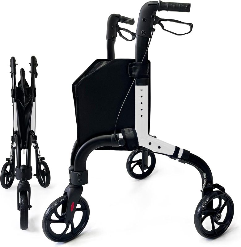 Photo 1 of NEW**DESIGN MAY VARY**Premium 3 Wheel Rollator Walker for Seniors, Lightweight Foldable Elderly Three Wheeled Rollator with Storage Bag, Mobility Aid Rolling Walker
