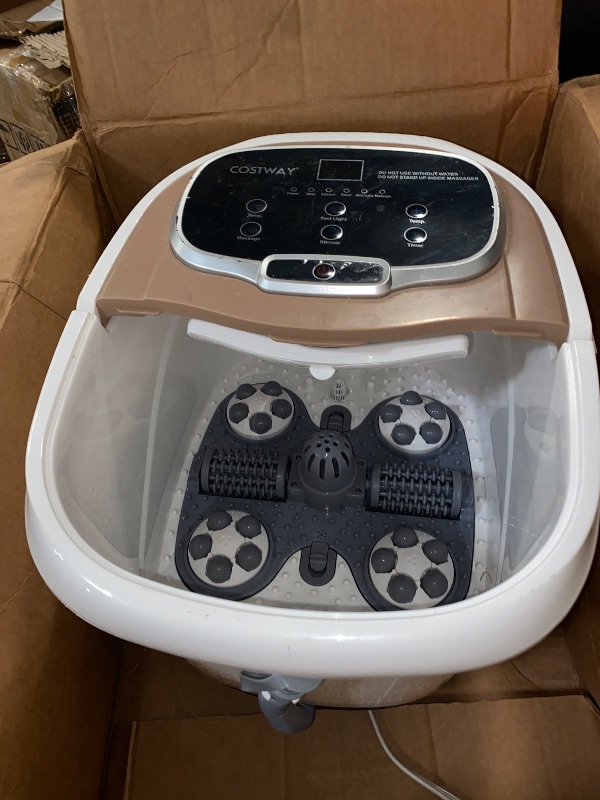 Photo 2 of Giantex Foot Spa, Foot Spa Bath Massager with Heat, Adjustable Water Shower, Motorized Shiatsu Massage Balls, 2 Maize Rollers, Time & Temper Control, LED Display, Pedicure Foot Bath Soak Tub (Coffee)
