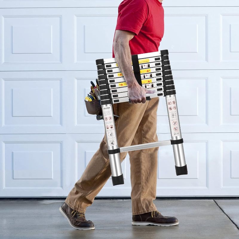 Photo 1 of (8.5Ft/2.6M) Telescoping Ladders?EN131Standards Multi-Purpose Folding Aluminum Extension Ladder
