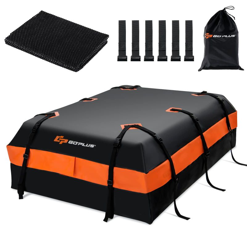 Photo 1 of Car Rooftop Cargo Carrier Bag, 15 Cubic Feet Waterproof Heavy Duty 840D Car Roof Bag for All Vehicle with/Without Racks - Anti-Slip Mat, 6 Door Hooks, Storage Bag, 2 Extra Straps, Luggage Lock