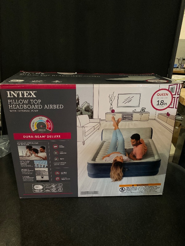 Photo 3 of Intex 18" Pillow Top Air Mattress with Electric Pump and Headboard - Queen Size
