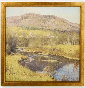 Photo 1 of 18"x18" Mountain Landscape Framed Wall Art: Gold Frame, Canvas Material - Threshold designed w/Studio McGee