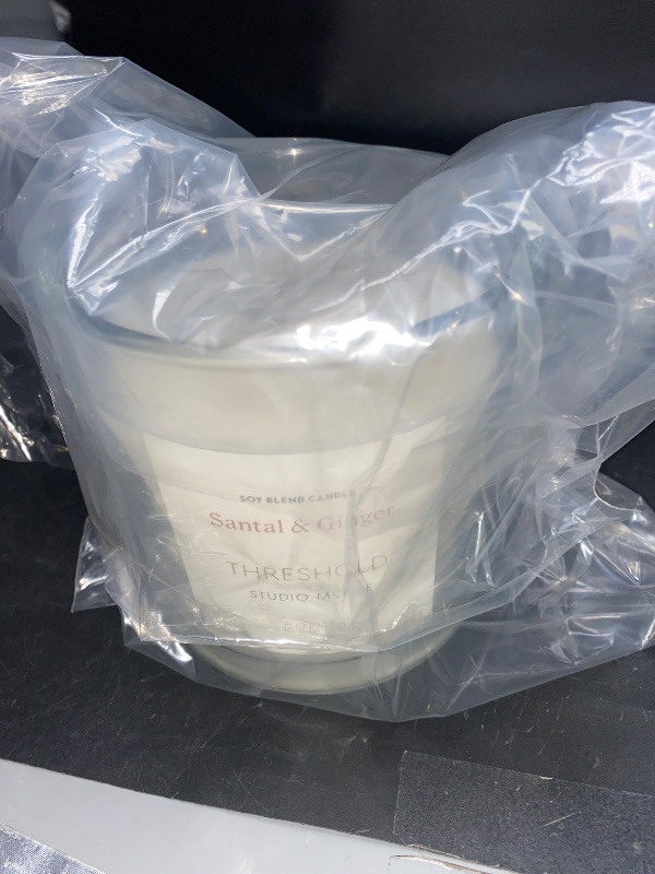 Photo 1 of 3-Wick 18oz Clear Glass Santal & Ginger Candle White - Threshold™ Designed with Studio McGee: Soy Wax Blend, 50hr Burn Time
