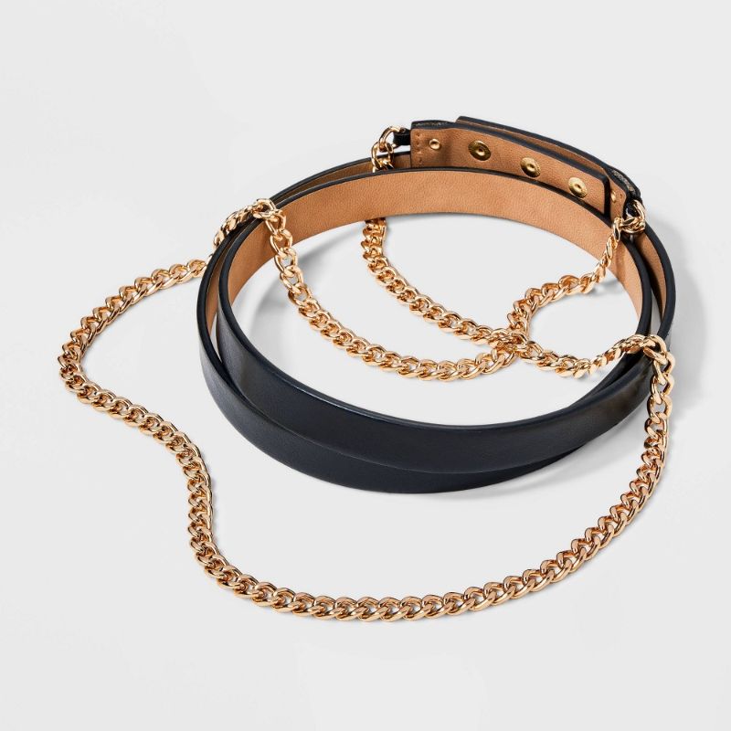 Photo 1 of MEDIUM Women's Gold Chain Waist Belt - a New Day™ Black