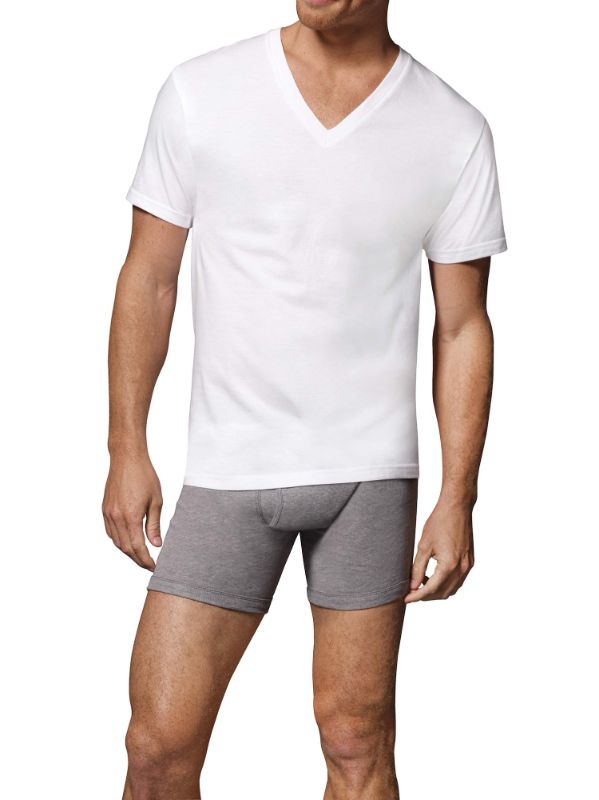 Photo 1 of 2XL Hanes Men's 5pk V-Neck T-Shirt - White
