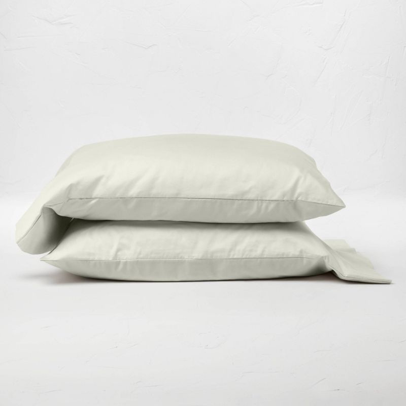 Photo 1 of King 500 Thread Count Washed Supima Sateen Solid Pillowcase Set Natural - Casaluna™
