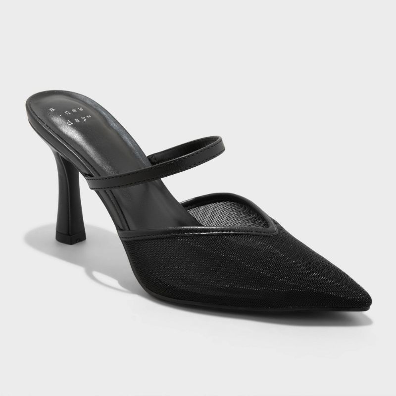 Photo 1 of SIZE 8 Women's Sonia Mesh Mule Heels with Memory Foam Insole - a New Day™ Matte Black 8
