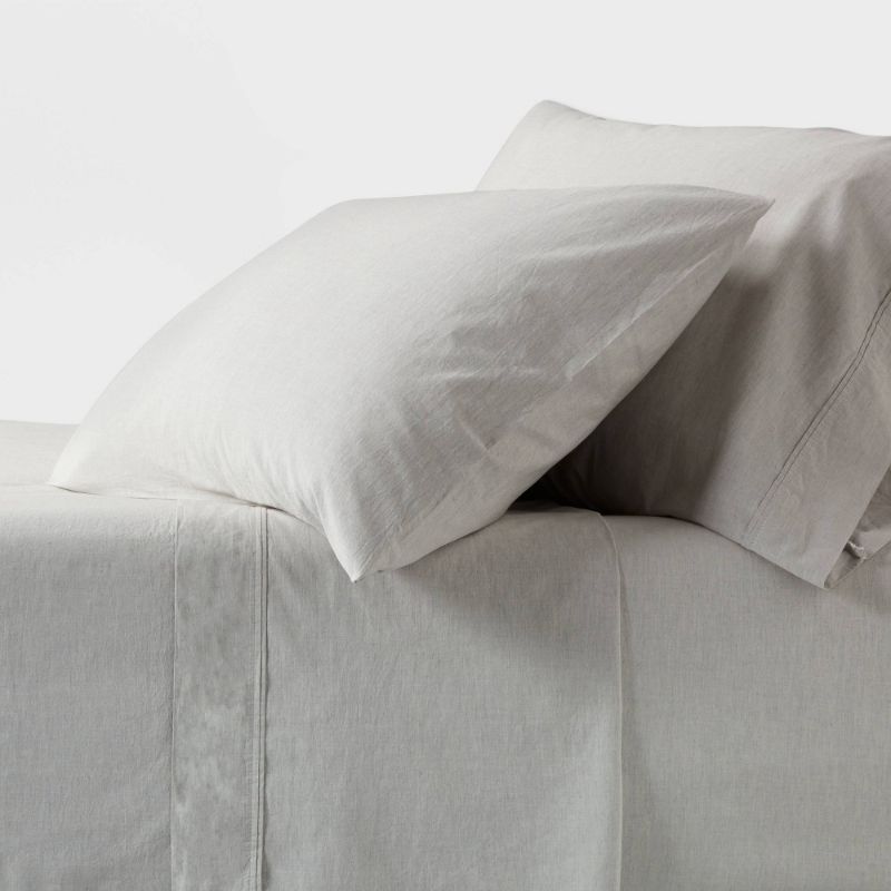 Photo 1 of Full 250 Thread Count Organic Percale Sheet Set Gray Chambray - Threshold™
