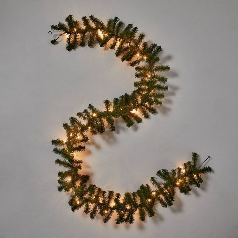 Photo 1 of 9' Pre-Lit Artificial Pine Bough Christmas Garland Green with Clear Lights - Wondershop™
