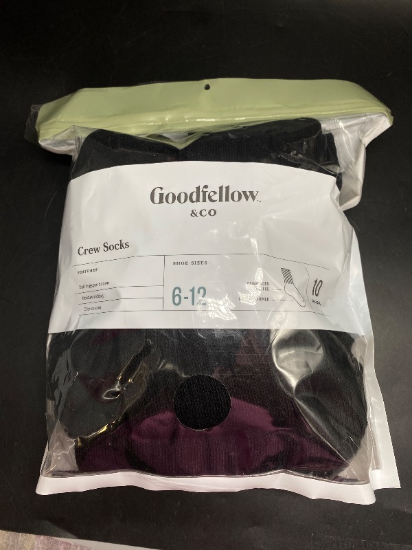 Photo 3 of 9/10 SIZE 6-12 Men's Odor Resistant Crew Socks 10pk - Goodfellow & Co™ Black
